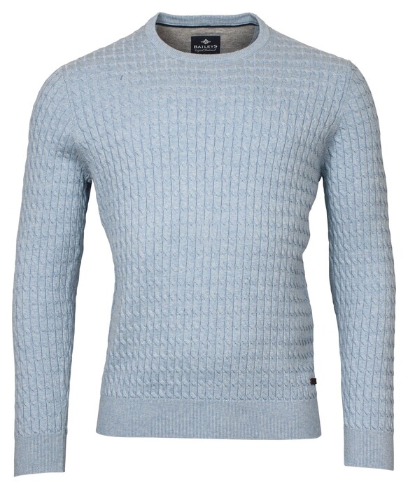 Baileys Crew Neck Cable Knit Cotton Pullover Placid Blue