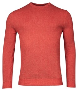 Baileys Crew Neck Cotton 2-Tone Jacquard Trui Dark Coral Melange