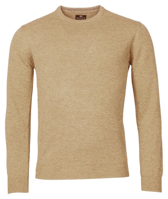 Baileys Crew Neck Lambswool Single Knit Pullover Beige