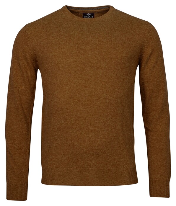 Baileys Crew Neck Lambswool Single Knit Pullover Brown