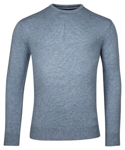 Baileys Crew Neck Lambswool Single Knit Pullover Mid Blue