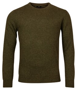 Baileys Crew Neck Lambswool Single Knit Pullover Olive