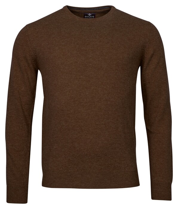 Baileys Crew Neck Lambswool Single Knit Pullover Tobacco