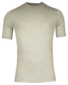 Baileys Crew Neck Mini Stripe Chestpocket Pima Cotton Blend T-Shirt Olijf Groen