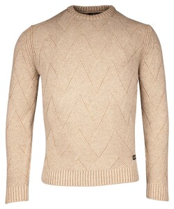 Baileys Crew Neck Plated Large V-Shape Structure Knit Pullover Off White