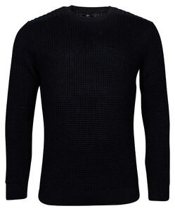 Baileys Crew Neck Pullover All Over Structure Design Dark Navy