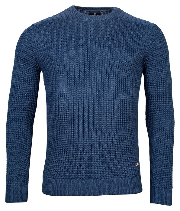 Baileys Crew Neck Pullover All Over Structure Design Jeans Blue