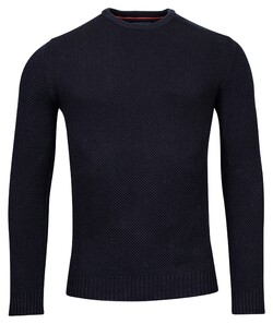 Baileys Crew Neck Pullover Front Subtle Structure Knit Trui Navy