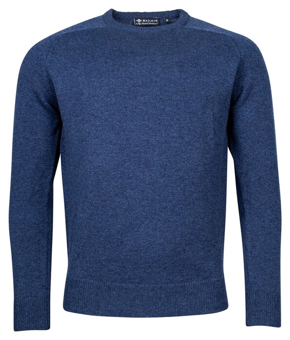 Baileys Crew Neck Pullover Single Knit Scottish Lambswool Trui Blauw