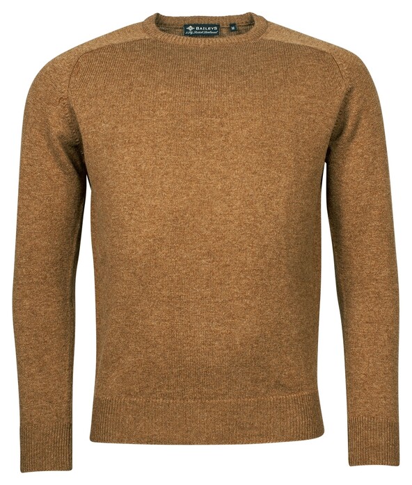 Baileys Crew Neck Pullover Single Knit Scottish Lambswool Trui Bruin