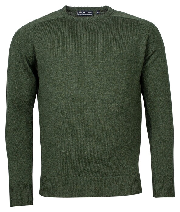 Baileys Crew Neck Pullover Single Knit Scottish Lambswool Trui Mosgroen