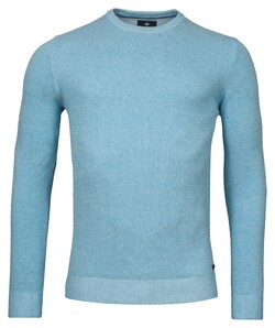 Baileys Crew Neck Two Tone Jacquard Knit Pullover Crystal Seas