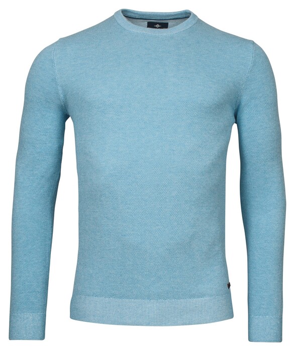 Baileys Crew Neck Two Tone Jacquard Knit Pullover Crystal Seas