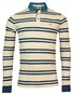Baileys Denim Collar Solid Pique Yarn Dyed Stripe Poloshirt Beige