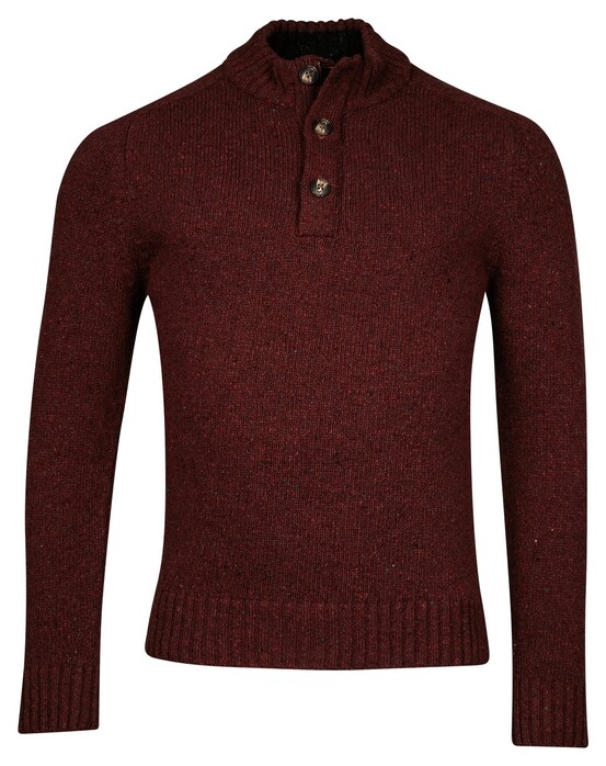 Baileys Fantasy Contrast Knit Colors Half Zip Buttons Single Knit Pullover Deep Red