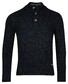 Baileys Fantasy Contrast Knit Colors Half Zip Buttons Single Knit Pullover Navy