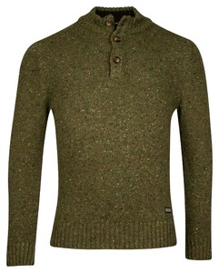 Baileys Fantasy Contrast Knit Colors Half Zip Buttons Single Knit Trui Olive