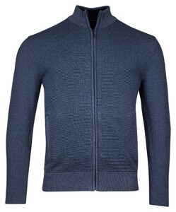 Baileys Front Panel Three Color Knit Cardigan Zip Structure Vest Deep Denim Blue