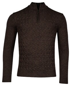 Baileys Front Structure Knit Half Zip Trui Dark Brown