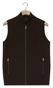 Baileys Full Zip Front Back Knit Stitch Cotton Cashmere Gilet Dark Brown