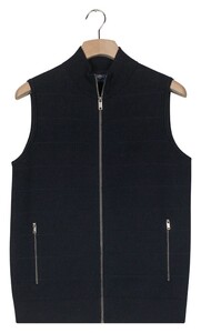 Baileys Full Zip Front Back Knit Stitch Cotton Cashmere Gilet Navy