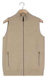 Baileys Full Zip Front Back Knit Stitch Cotton Cashmere Waistcoat Kitt
