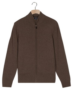 Baileys Full Zip Lambswool Single Knit Cardigan Dark Taupe