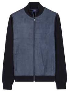 Baileys Full Zip Milano Knit Suedine Front Light Padded Quilted Vest Dark Denim Blue