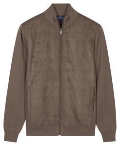 Baileys Full Zip Milano Knit Suedine Front Light Padded Quilted Vest Donker Taupe