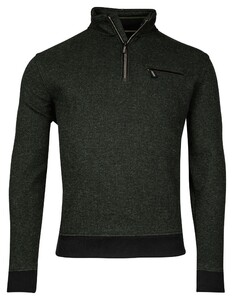 Baileys Half Zip 2-Tone Jacquard Doubleface Interlock Sweat Pullover Dark Green