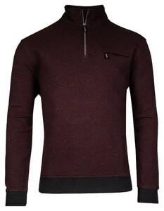 Baileys Half Zip 2-Tone Jacquard Doubleface Interlock Sweat Pullover Deep Red