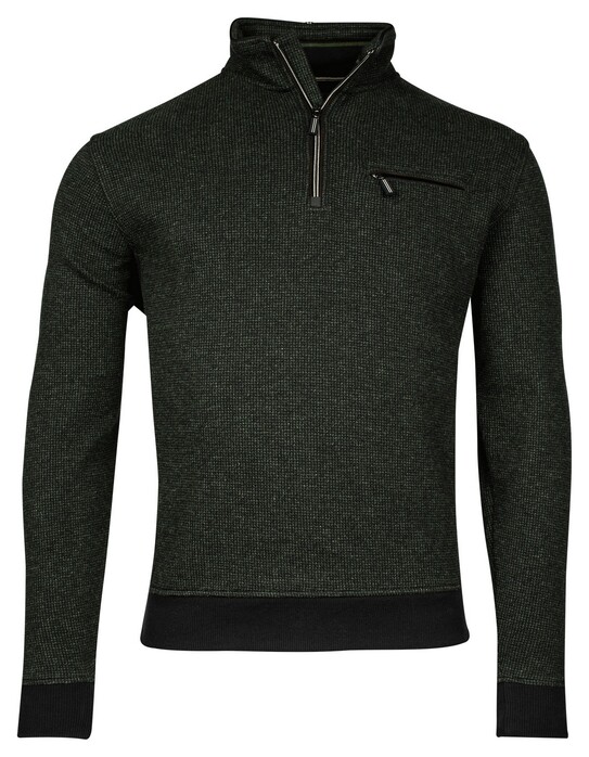 Baileys Half Zip 2-Tone Jacquard Doubleface Interlock Sweat Trui Donker Groen