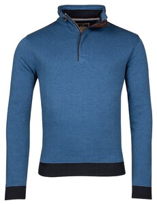 Baileys Half Zip 2-Tone Jacquard Interlock Doubleface Sweat Pullover Bright Blue