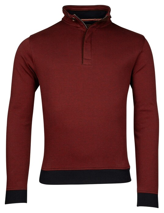 Baileys Half Zip 2-Tone Jacquard Interlock Doubleface Sweat Pullover Deep Red