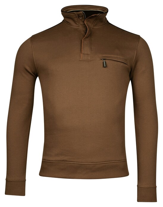 Baileys Half Zip Allover Honeycomb Piqué Sweat Pullover Brown