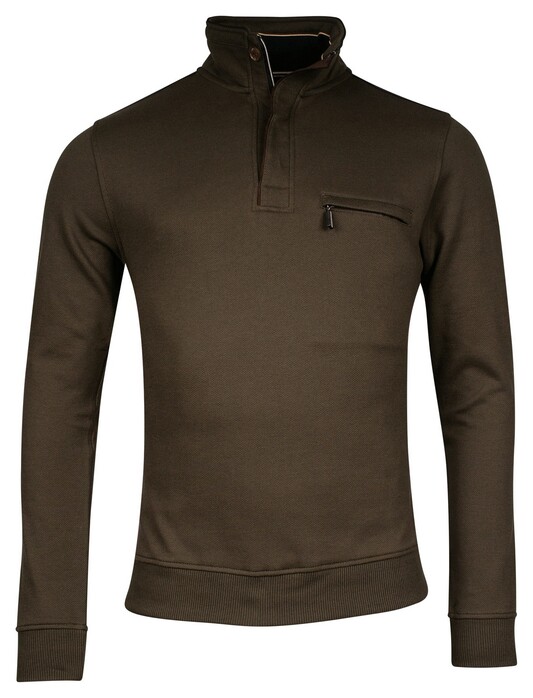 Baileys Half Zip Allover Honeycomb Piqué Sweat Pullover Dark Green