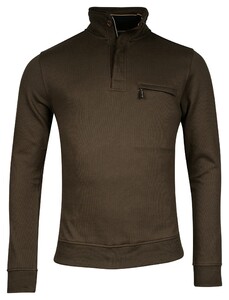 Baileys Half Zip Allover Honeycomb Piqué Sweat Trui Donker Groen