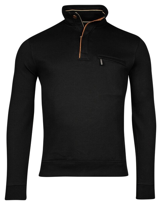 Baileys Half Zip Allover Honeycomb Piqué Sweat Trui Navy