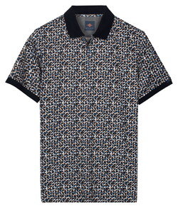 Baileys Half Zip Allover Mosaic Pattern Polo Delft Blue