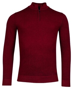 Baileys Half Zip Allover Plated 2-Tone Jacquard Pullover Red