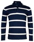 Baileys Half Zip And Buttons Allover Yarn Dyed Stripes Single Knit Pullover Dark Blue-Kitt