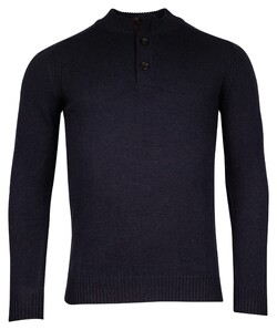 Baileys Half Zip And Buttons Subtle Rib Details Pullover Navy