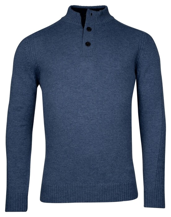 Baileys Half Zip And Buttons Subtle Rib Details Trui Mid Denim Blue