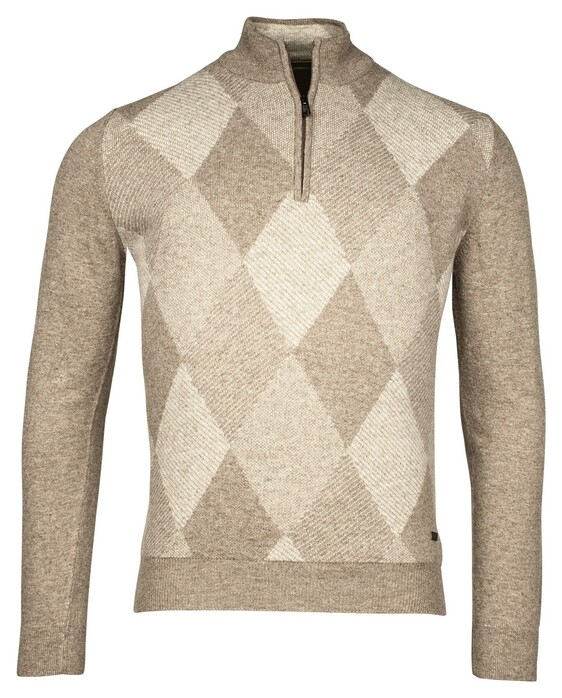 Baileys Half Zip Argyle Pattern Pullover Dark Sand