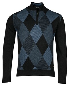 Baileys Half Zip Argyle Pattern Pullover Navy