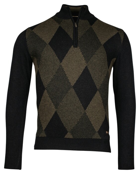 Baileys Half Zip Argyle Pattern Pullover Olive