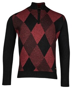 Baileys Half Zip Argyle Pattern Trui Cerise