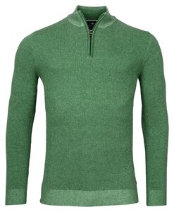 Baileys Half Zip Body And Sleeves Two-Tone Structure Jacquard Pullover Green