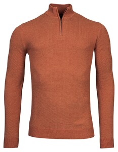 Baileys Half Zip Body And Sleeves Two-Tone Structure Jacquard Pullover Red Earth