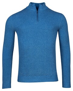 Baileys Half Zip Body And Sleeves Two-Tone Structure Jacquard Trui Bright Cobalt